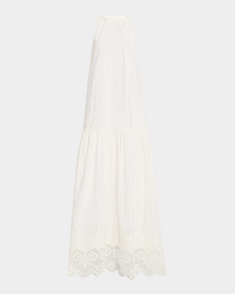 Teri Lace-Trim Halter Maxi Dress